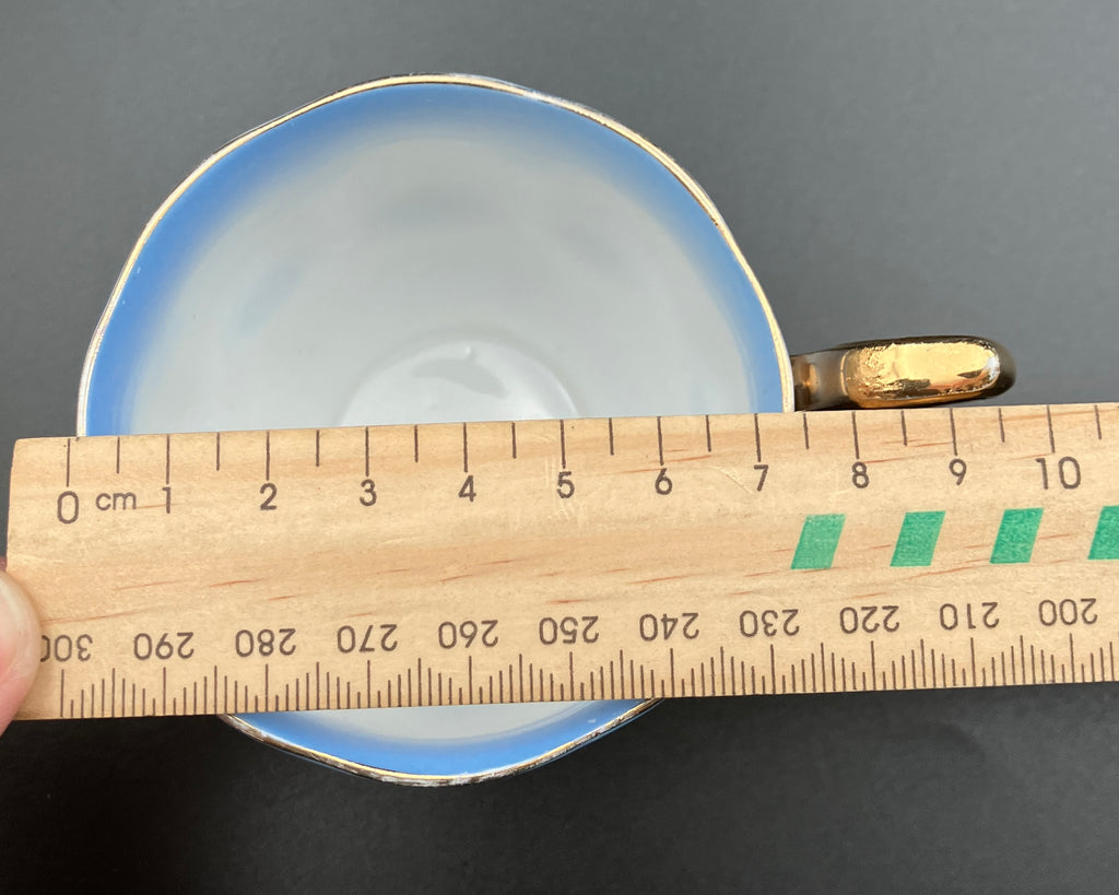 Vintage Royal Albert Rainbow Bone China Trio Teacups 6 Sets Blue, Green, Purple