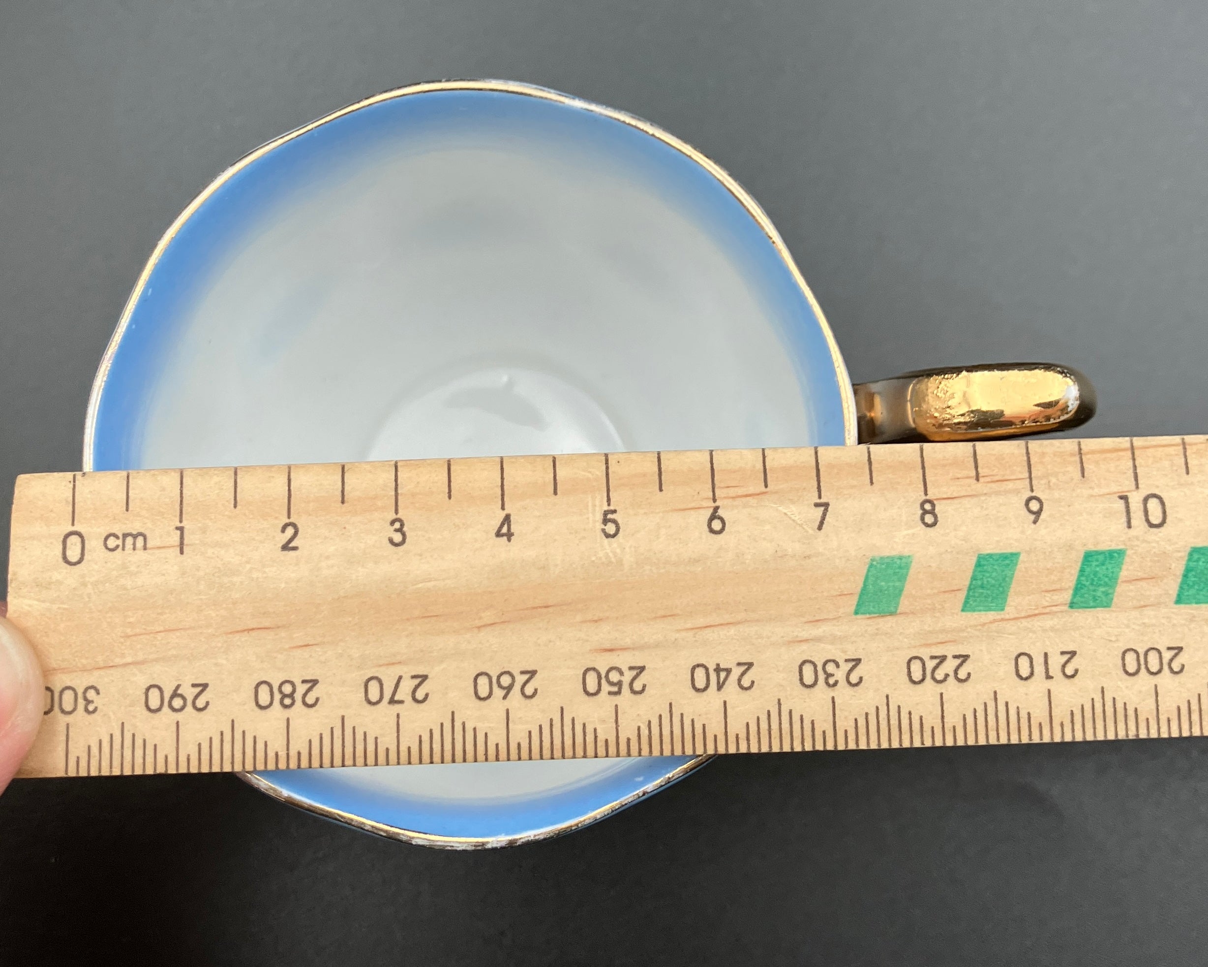 Vintage Royal Albert Rainbow Bone China Trio Teacups 6 Sets Blue, Green, Purple