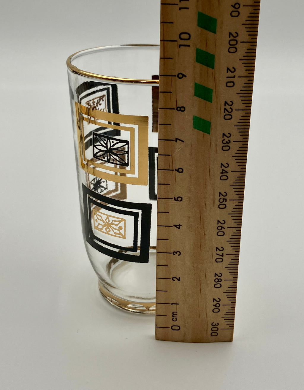 Mid-Century Modern Atomic Period Glasses with Gold Starbursts Lot Of 6 VGC