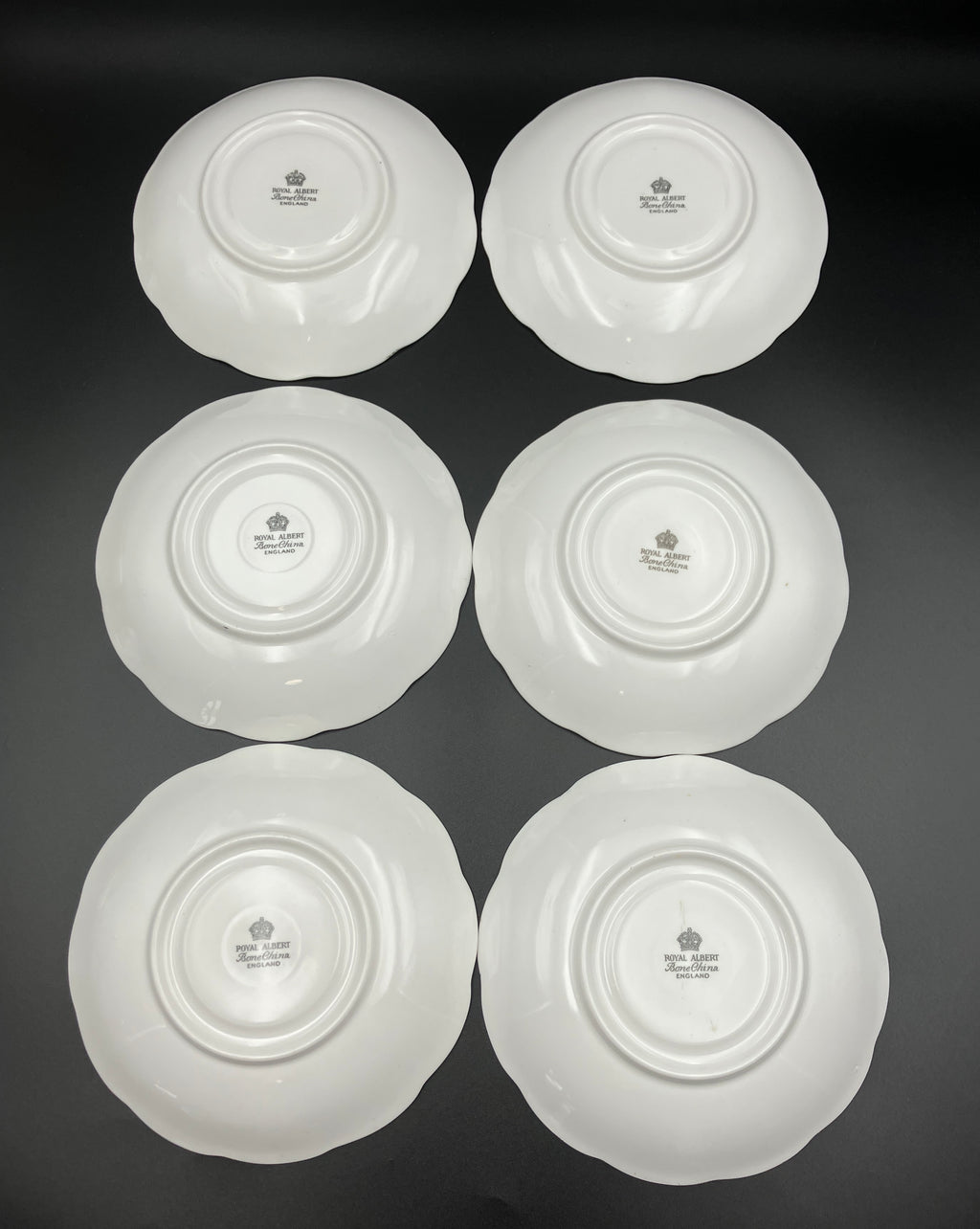 Vintage Royal Albert Rainbow Bone China Trio Teacups 6 Sets Blue, Green, Purple