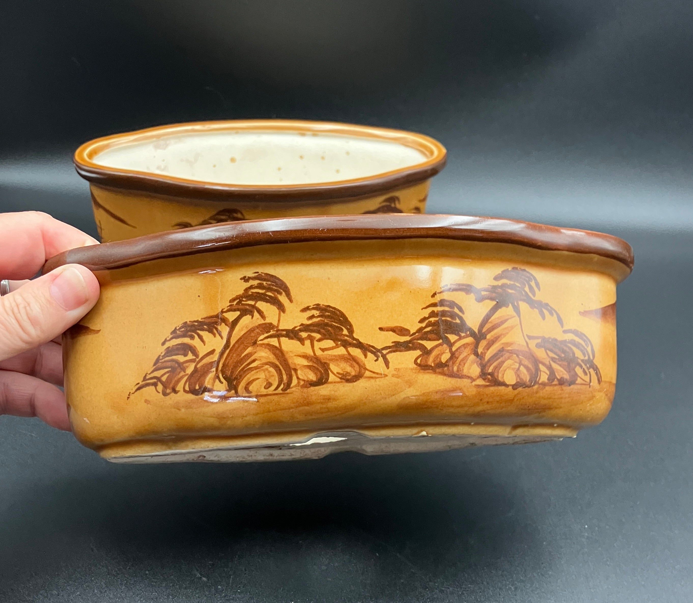 Vintage Bonsai Pots - Matching Pair Vietnam 22cm Length X 6.5cm Depth