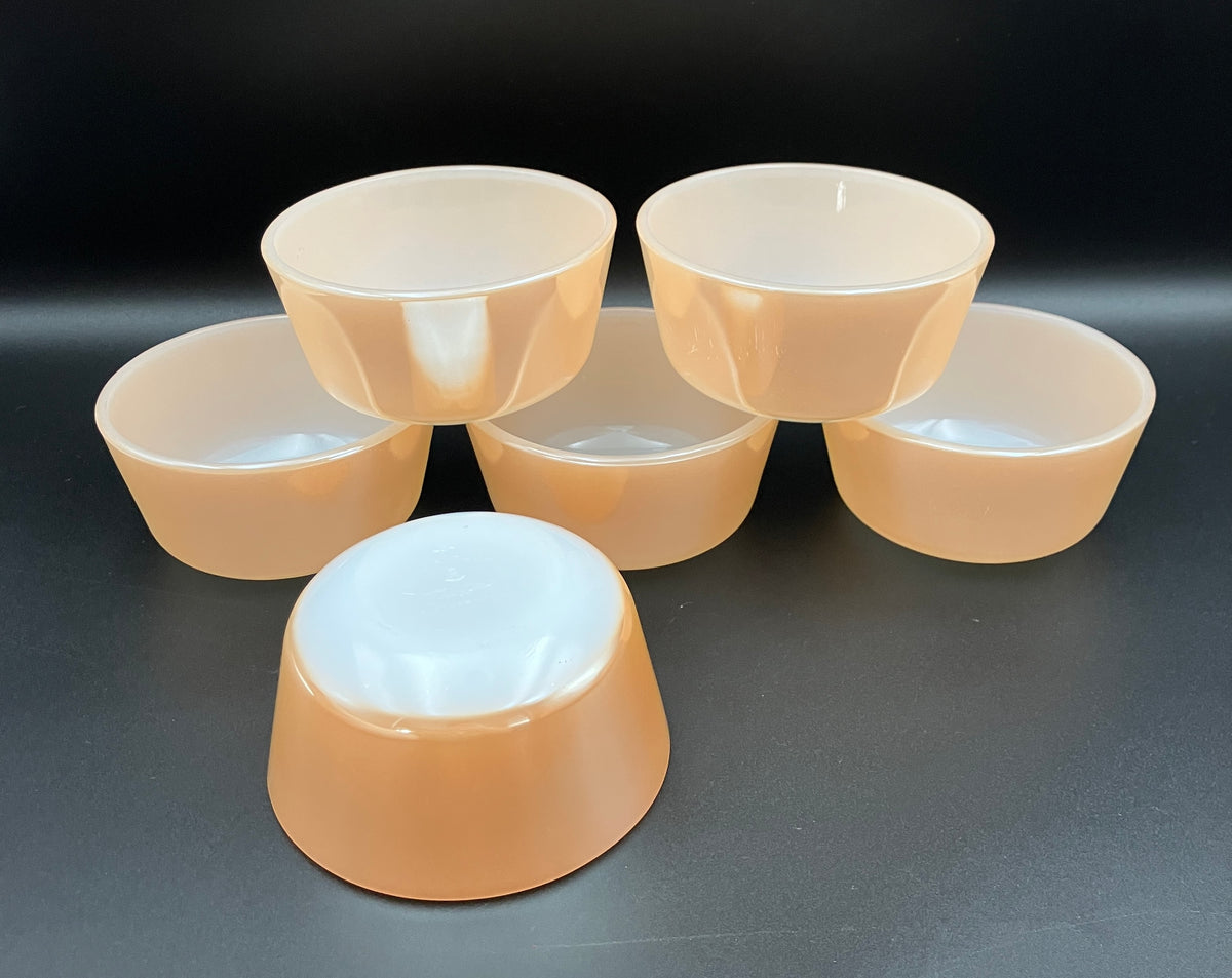 Fire King Peach Lustre Bowls Small 6 oz Set Of Six - Vintage Made USA