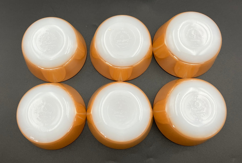 Fire King Peach Lustre Bowls Small 6 oz Set Of Six - Vintage Made USA