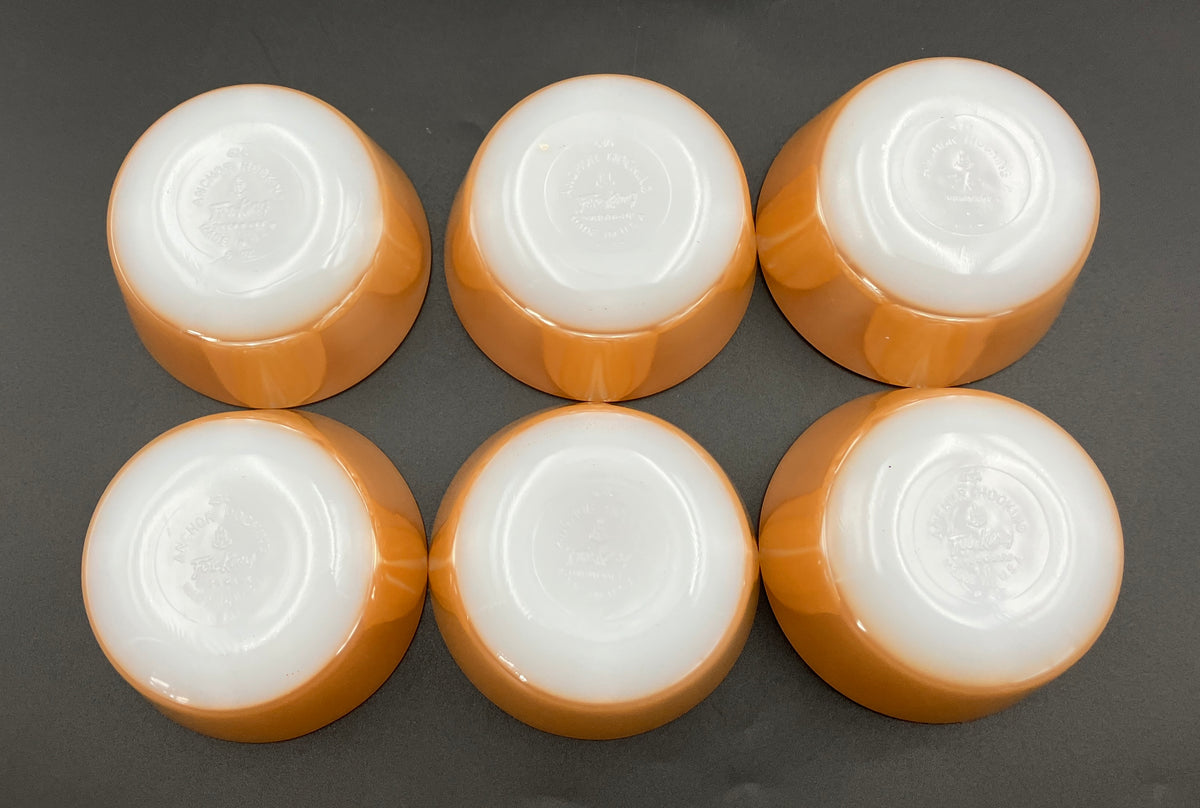 Fire King Peach Lustre Bowls Small 6 oz Set Of Six - Vintage Made USA