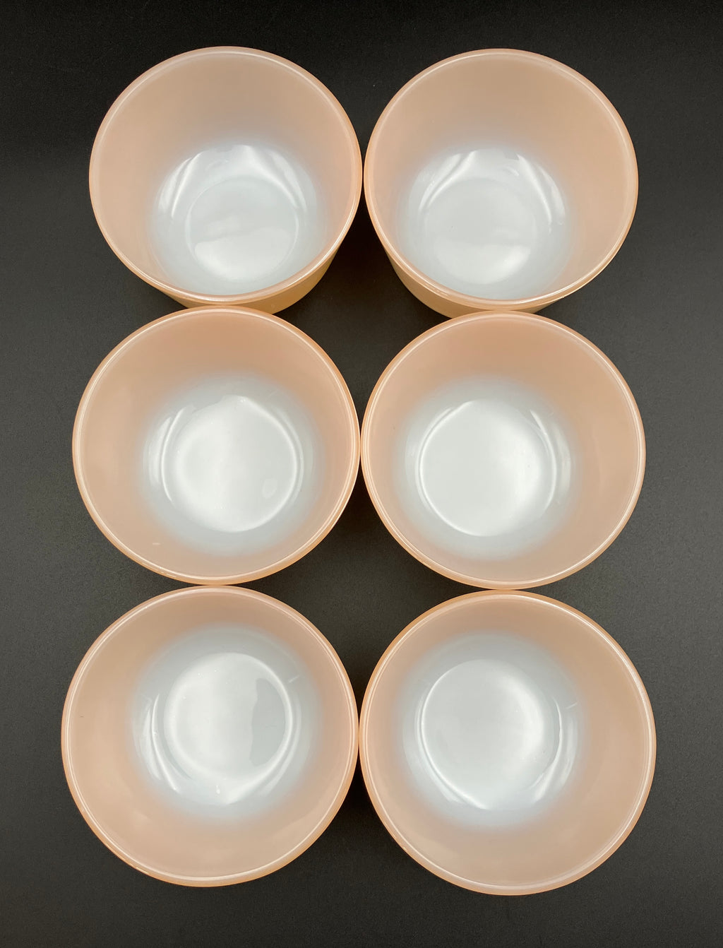Fire King Peach Lustre Bowls Small 6 oz Set Of Six - Vintage Made USA