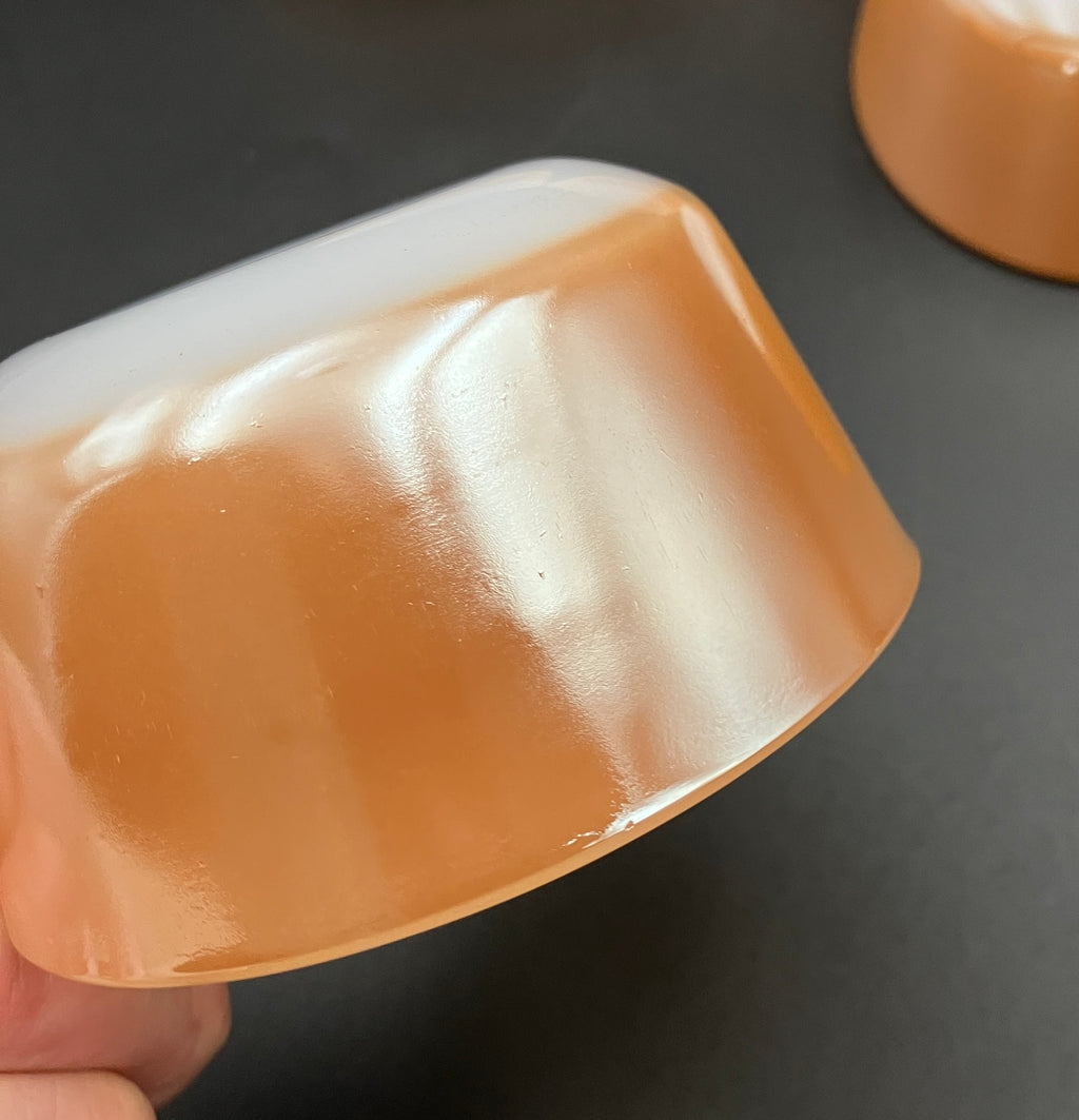 Fire King Peach Lustre Bowls Small 6 oz Set Of Six - Vintage Made USA