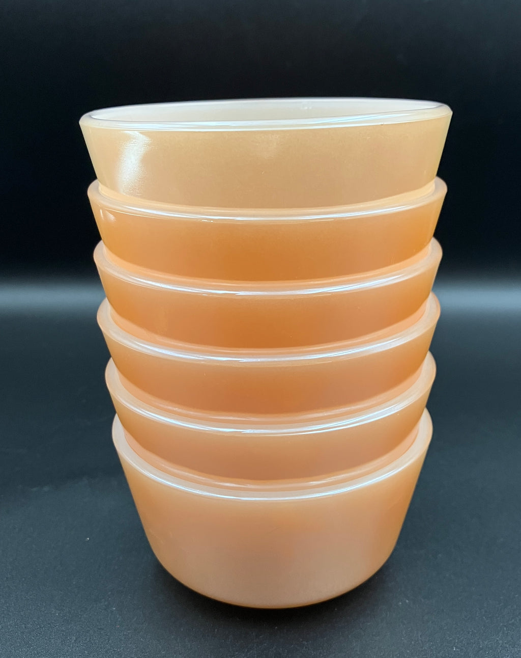 Fire King Peach Lustre Bowls Small 6 oz Set Of Six - Vintage Made USA
