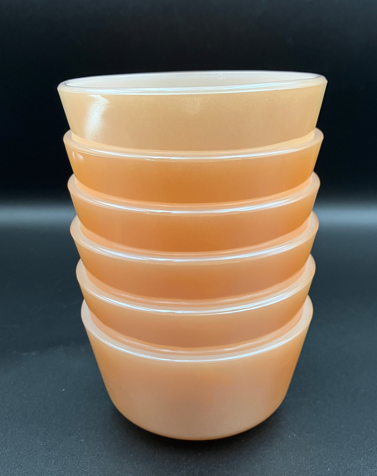 Fire King Peach Lustre Bowls Small 6 oz Set Of Six - Vintage Made USA
