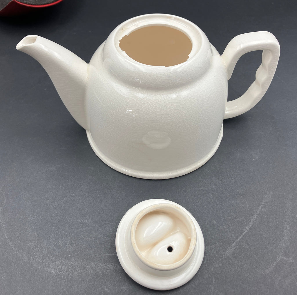 Vintage Anodised Teapot Creamer And Sugar Pot Set Red Anodised Made In Japan
