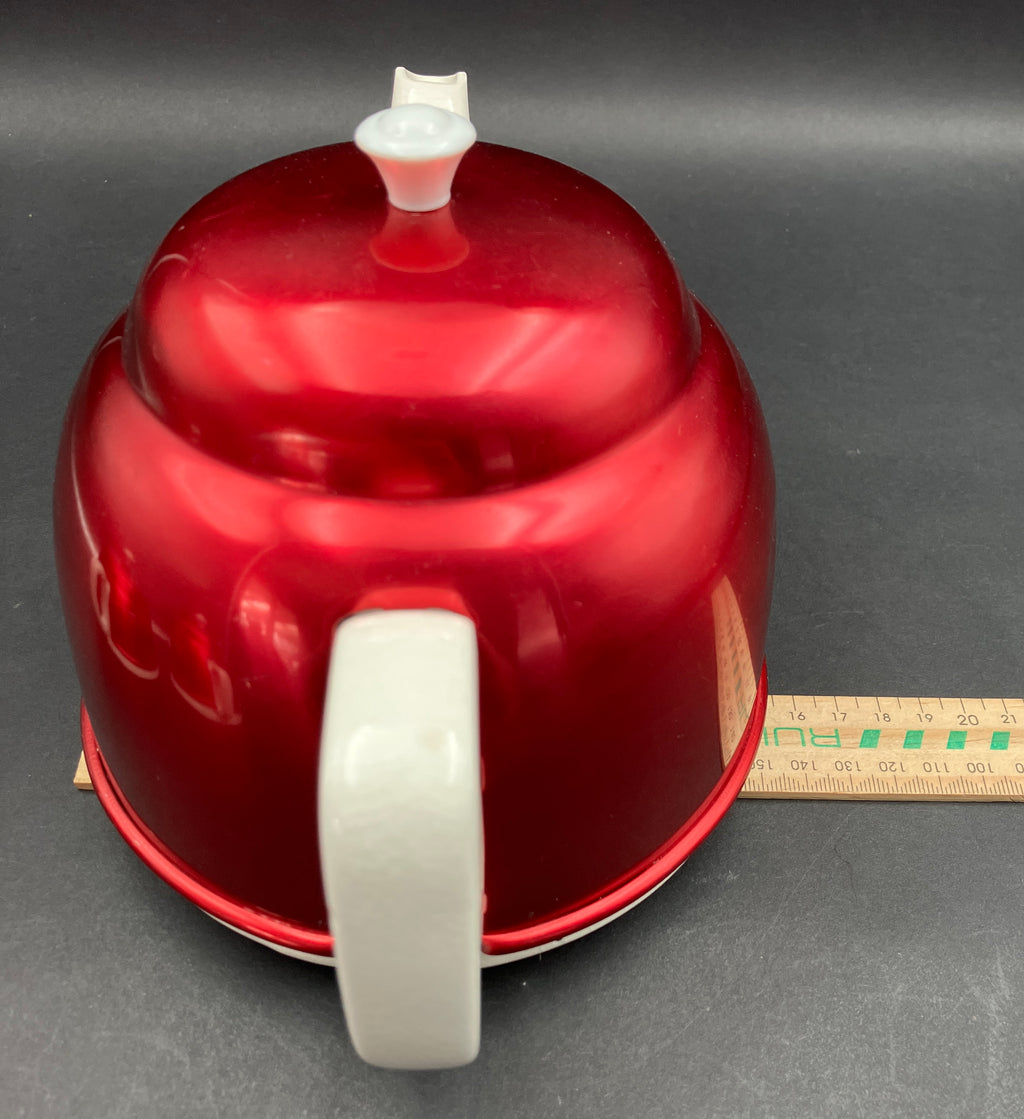 Vintage Anodised Teapot Creamer And Sugar Pot Set Red Anodised Made In Japan