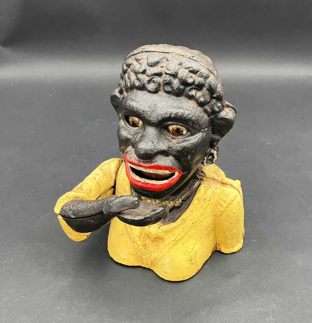 Antique "Dinah" Cast Iron Mechanical Coin Bank Working - J E Steven’s 1890