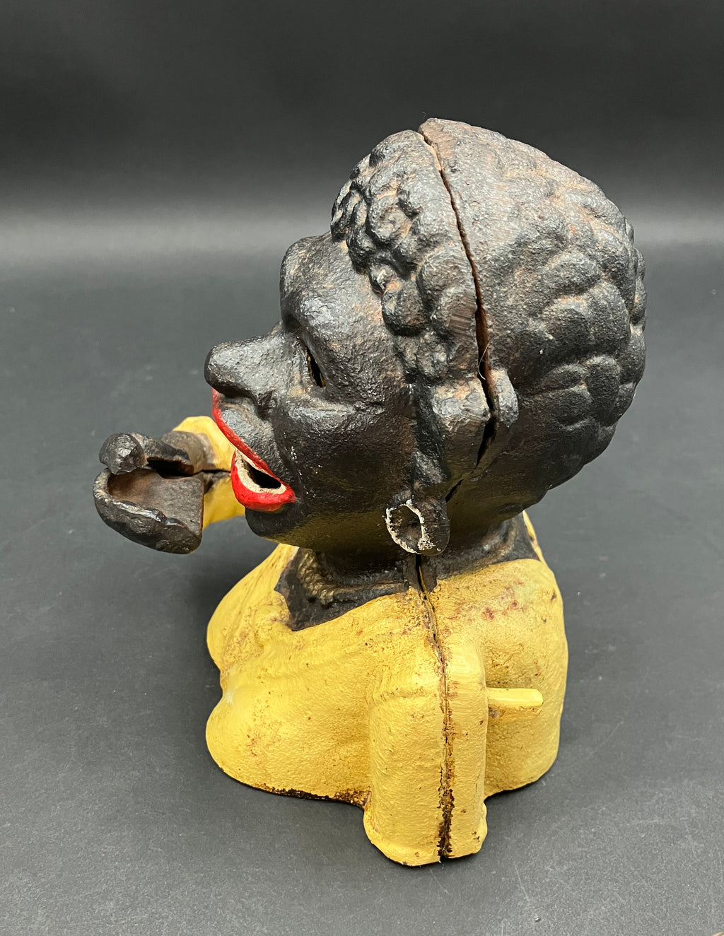 Antique "Dinah" Cast Iron Mechanical Coin Bank Working - J E Steven’s 1890