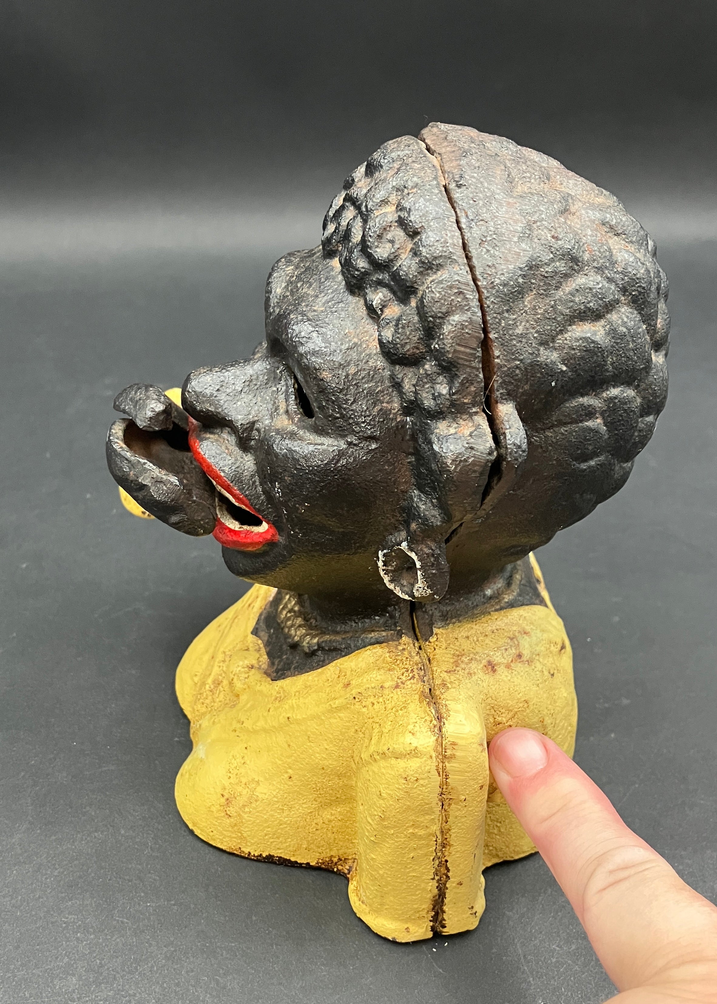 Antique "Dinah" Cast Iron Mechanical Coin Bank Working - J E Steven’s 1890