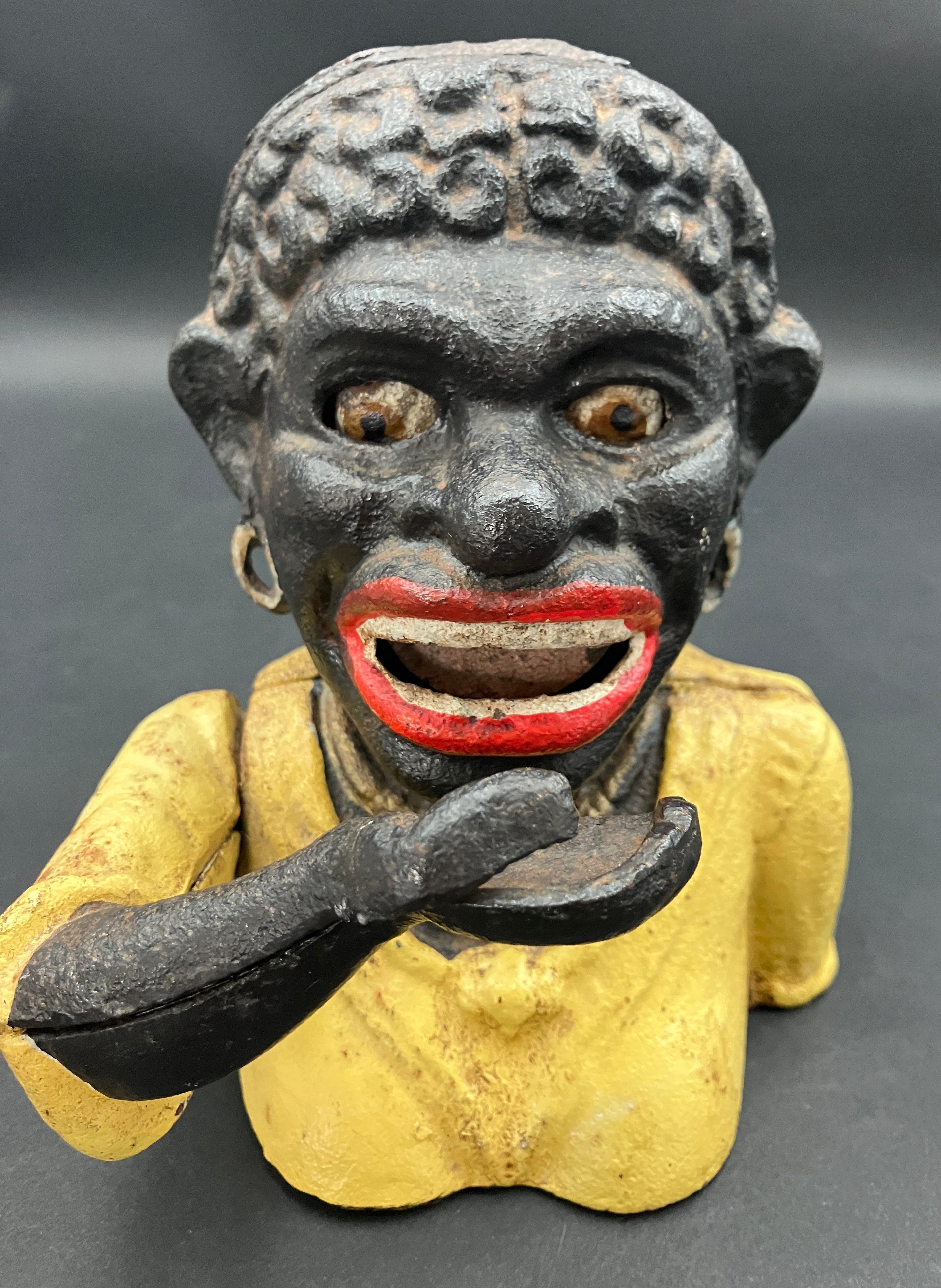 Antique "Dinah" Cast Iron Mechanical Coin Bank Working - J E Steven’s 1890