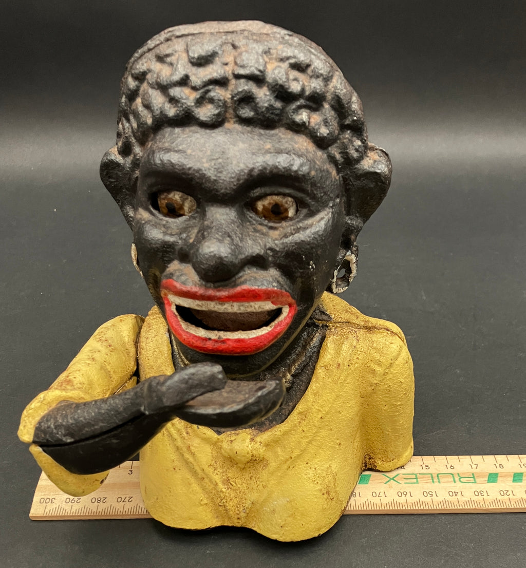 Antique "Dinah" Cast Iron Mechanical Coin Bank Working - J E Steven’s 1890