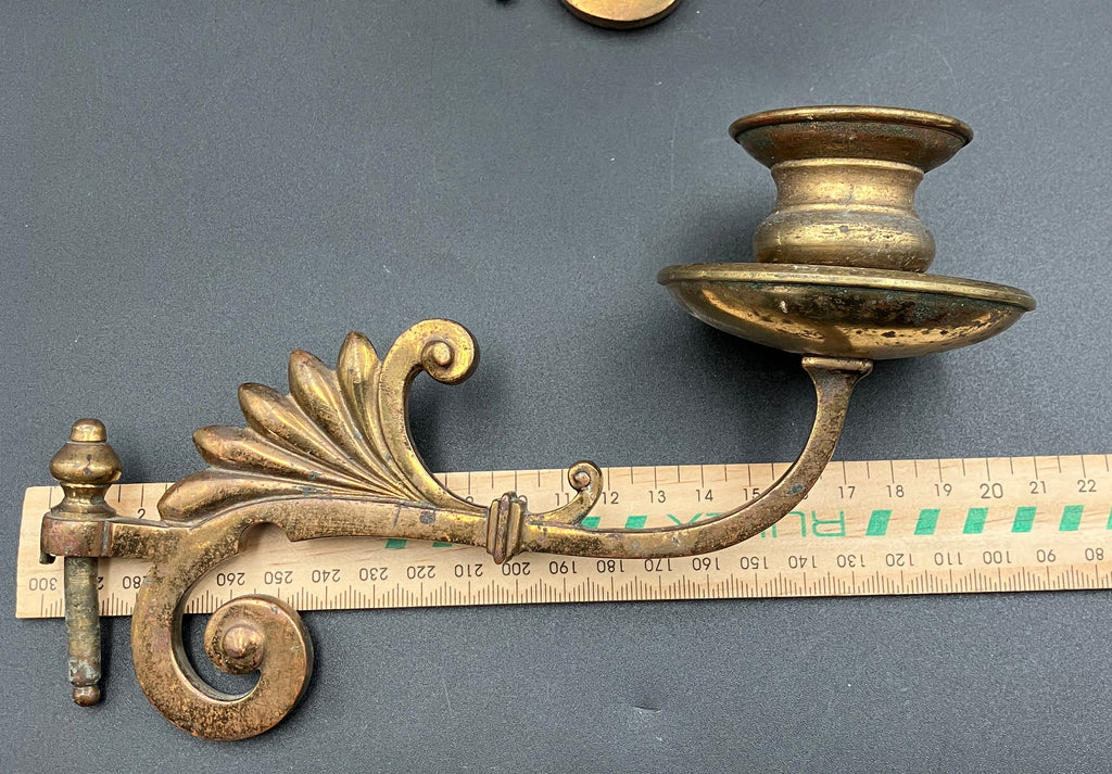 Vintage Brass Candle Sconce - Double For Wall Or Piano
