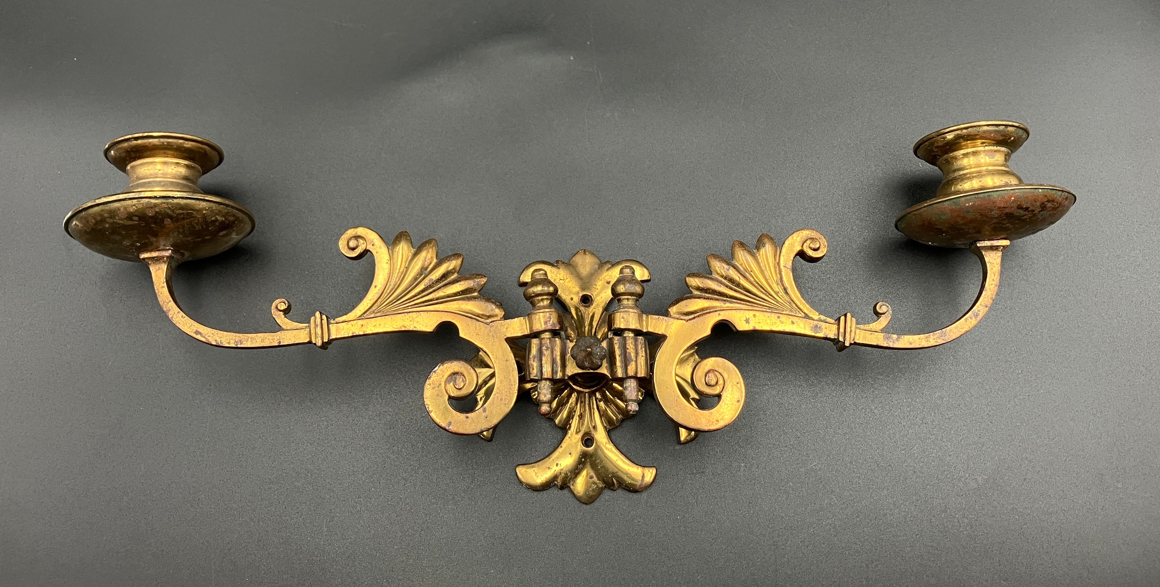 Vintage Brass Candle Sconce - Double For Wall Or Piano