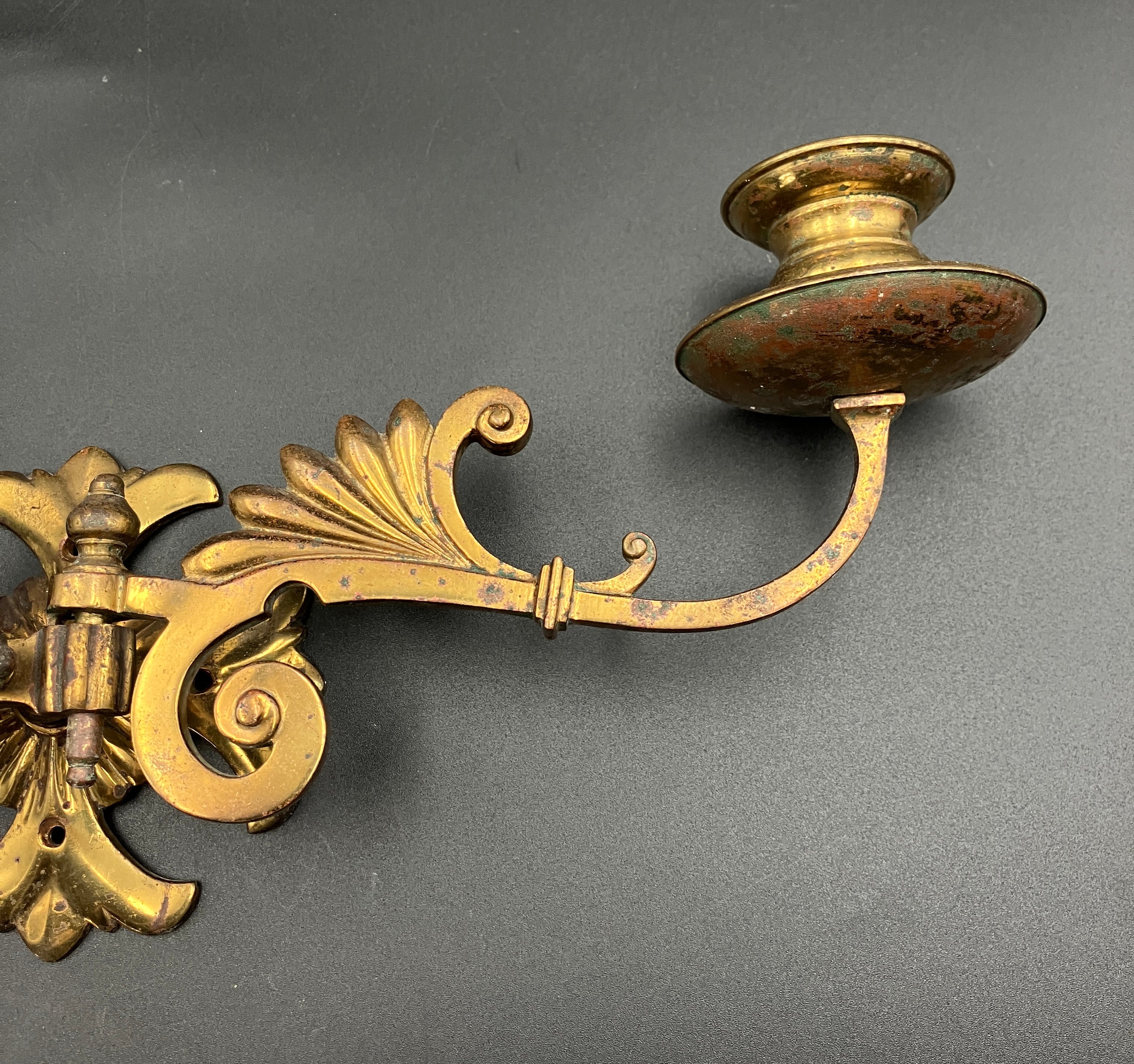 Vintage Brass Candle Sconce - Double For Wall Or Piano
