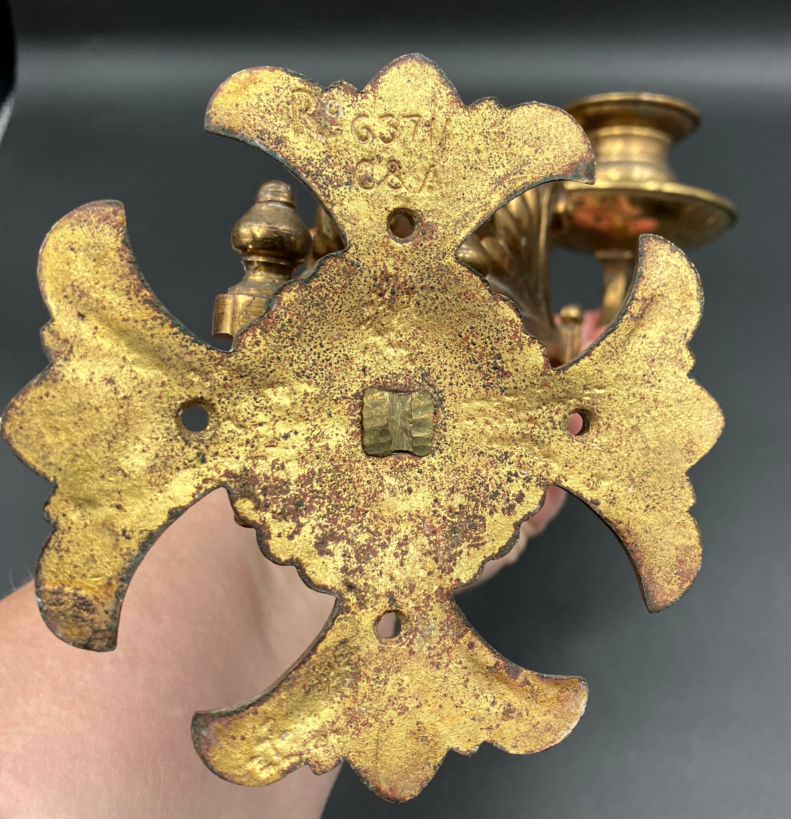 Vintage Brass Candle Sconce - Double For Wall Or Piano