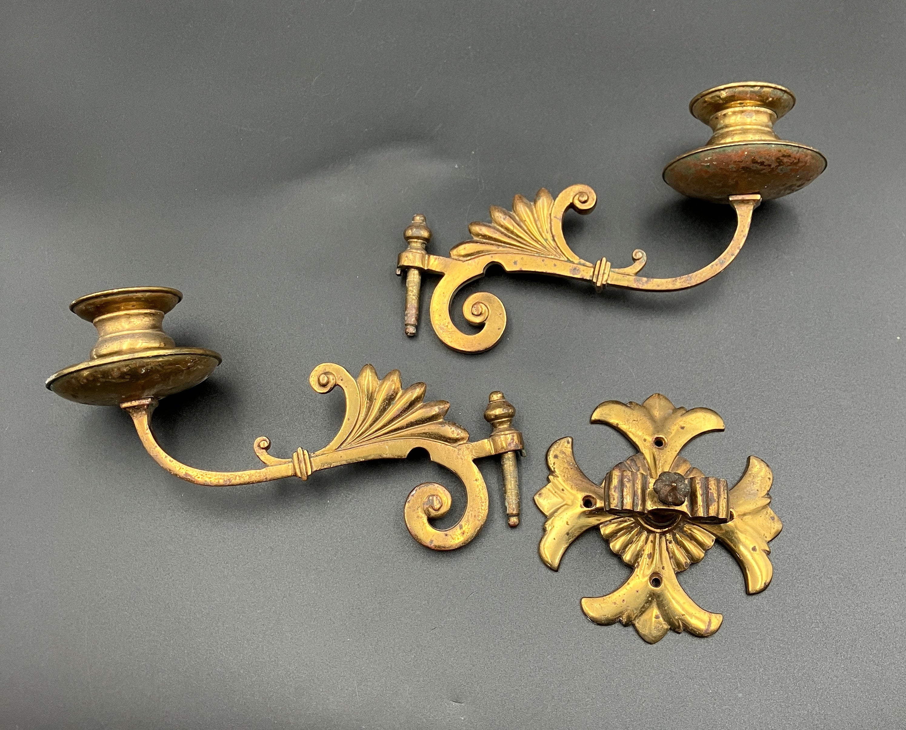 Vintage Brass Candle Sconce - Double For Wall Or Piano