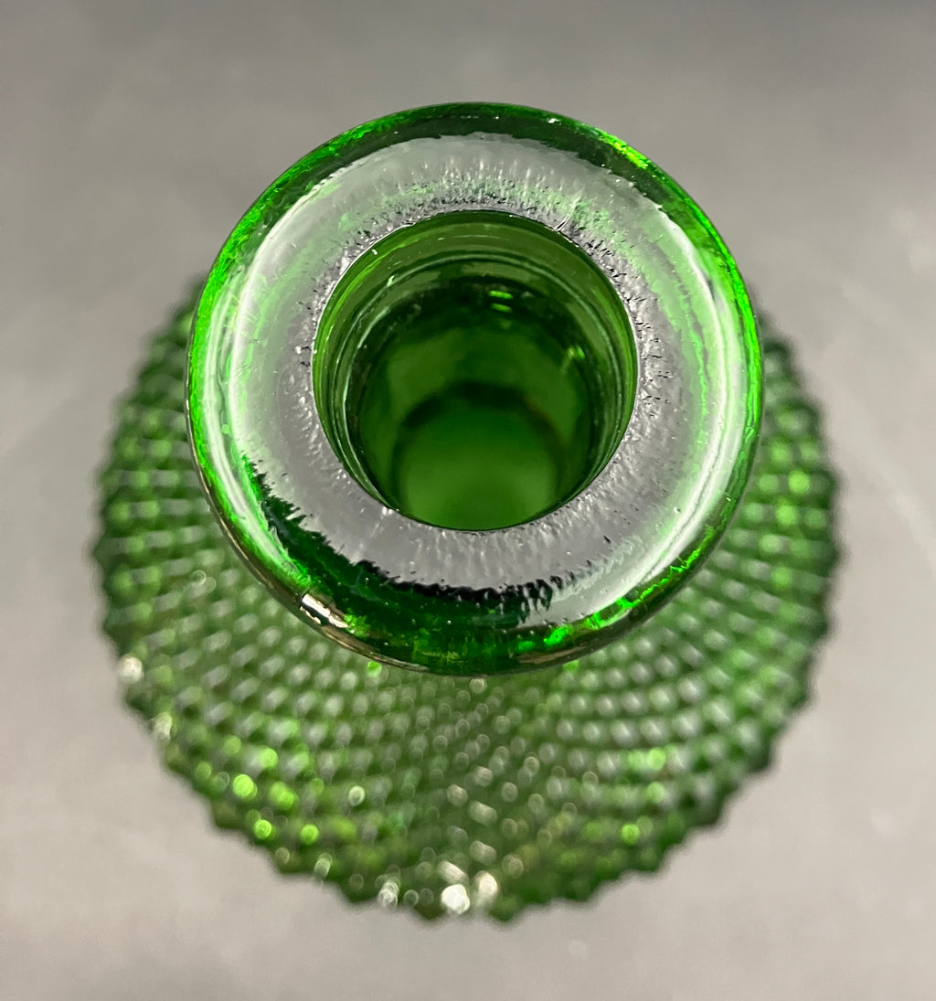 Vintage Genie Bottle Green Italian Diamond Cut Squat Green Decanter