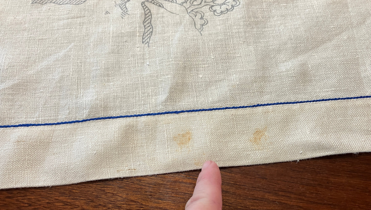 Vintage Willow Pattern Embroidered Tablecloth To Be Finished 128cm x 128cm