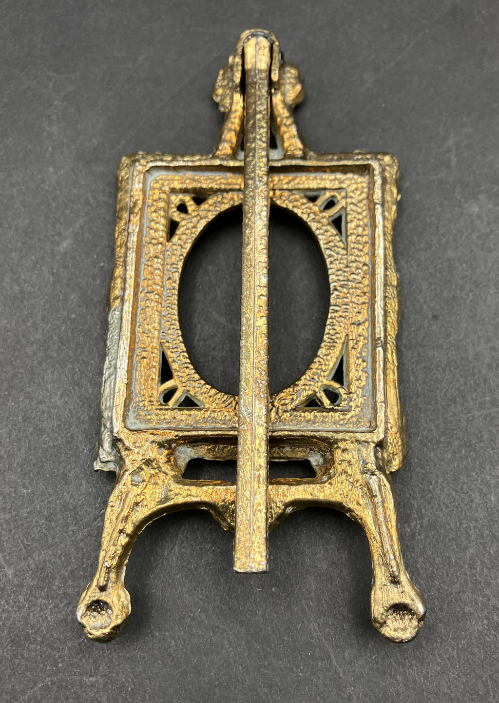 Vintage Brass Picture Frames Oval Small Victorian style with Easel Legs Lot Of 3