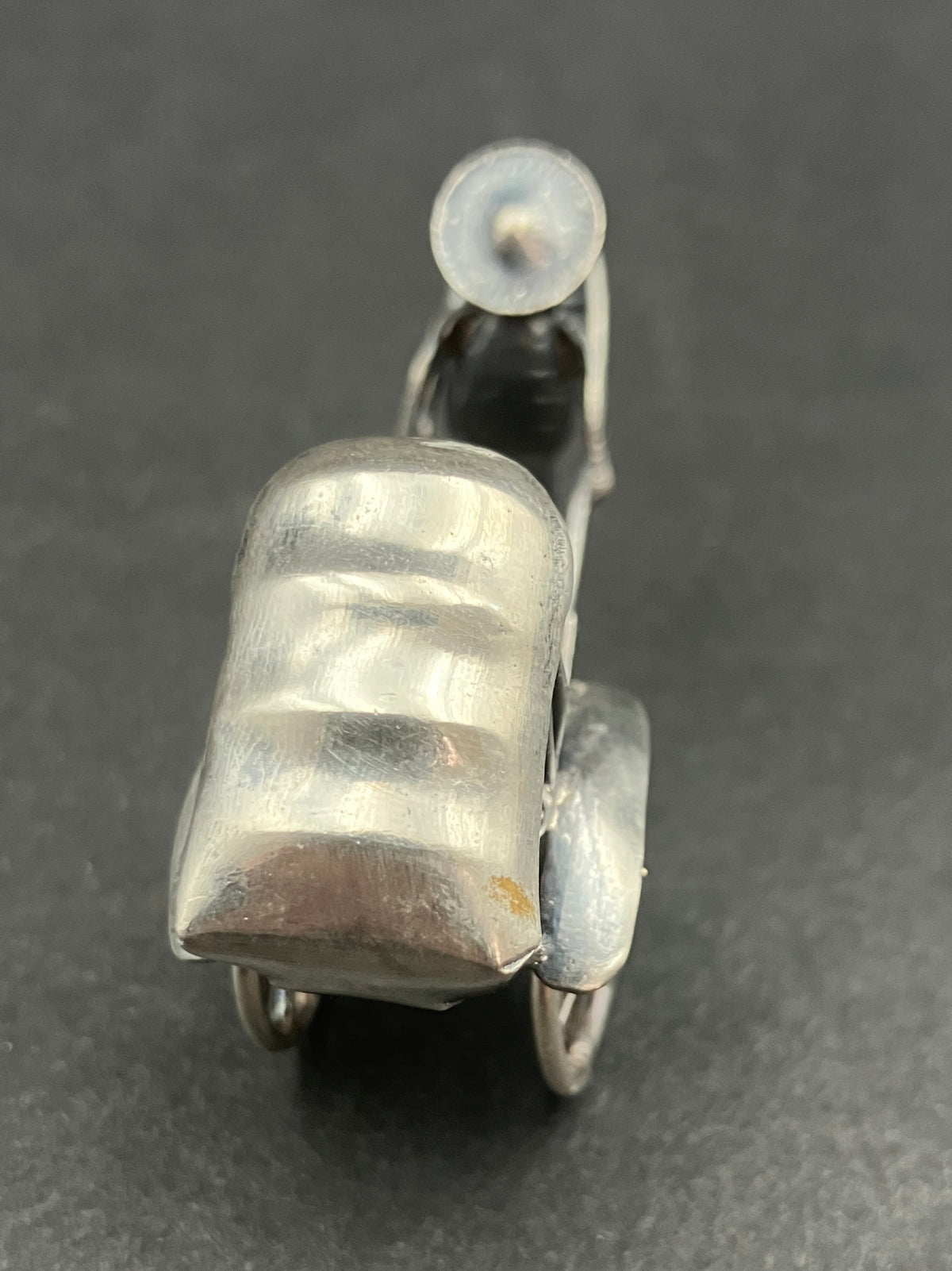 Antique Silver Plated Rickshaw and Driver, Late Qing Rickshaw Miniature