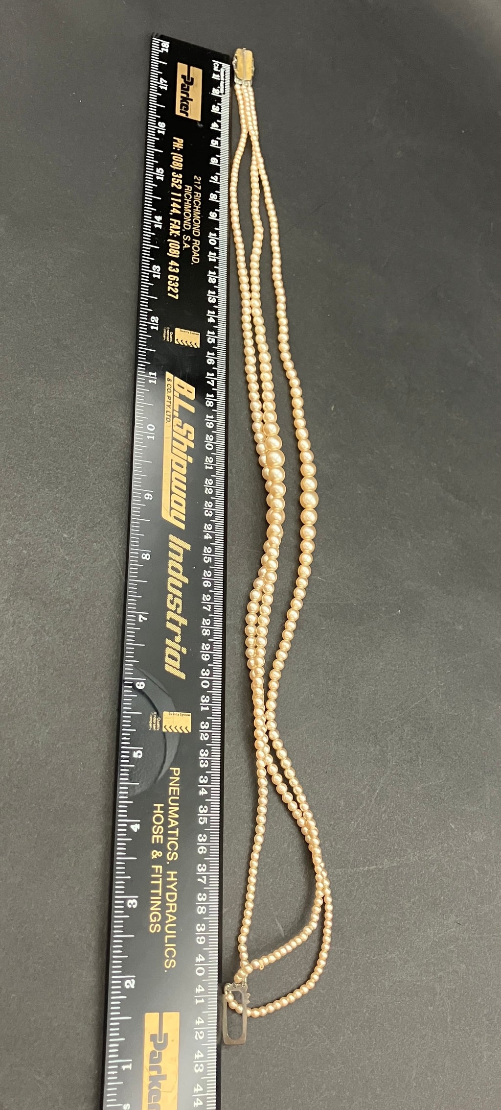 Vintage Faux Pearl Graduated Necklace Triple Strand Costume Jewellery