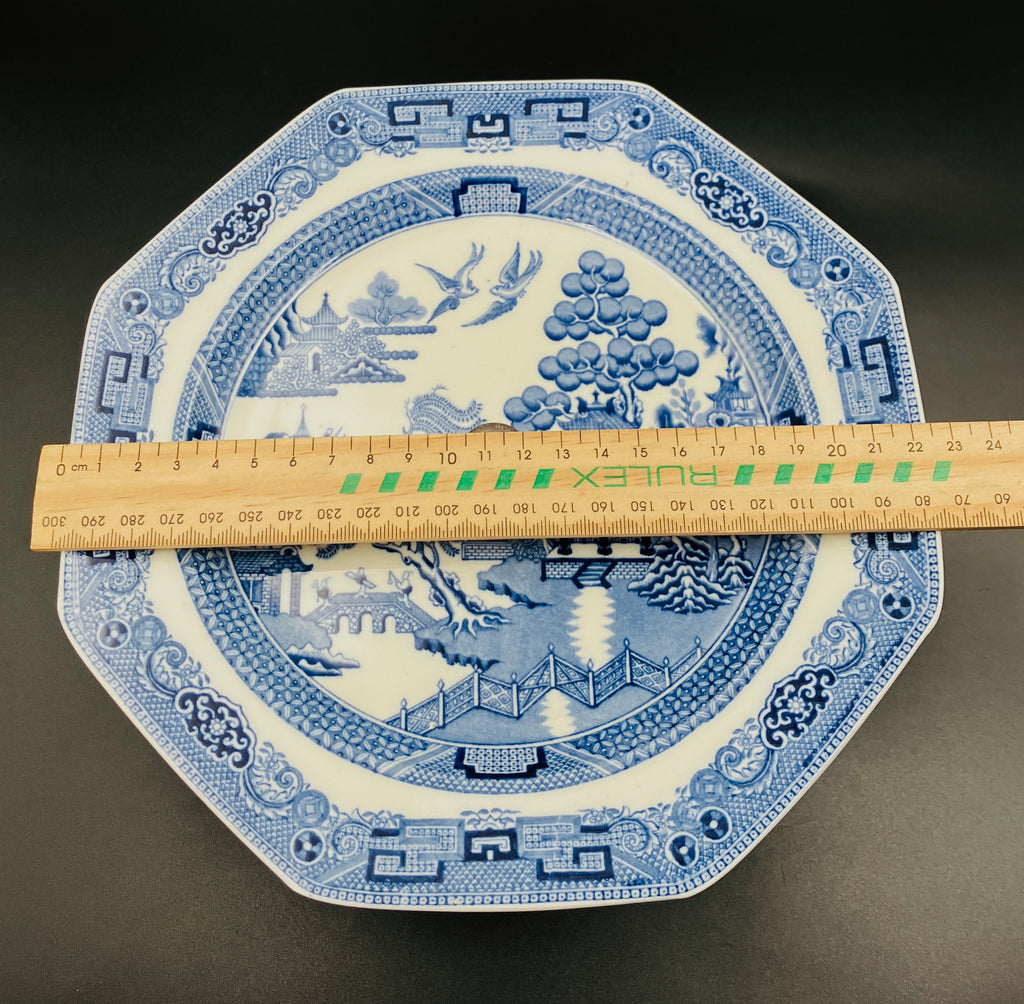 Antique Wedgwood Cake Stand Willow Pattern With Silver Plated Stand 1901
