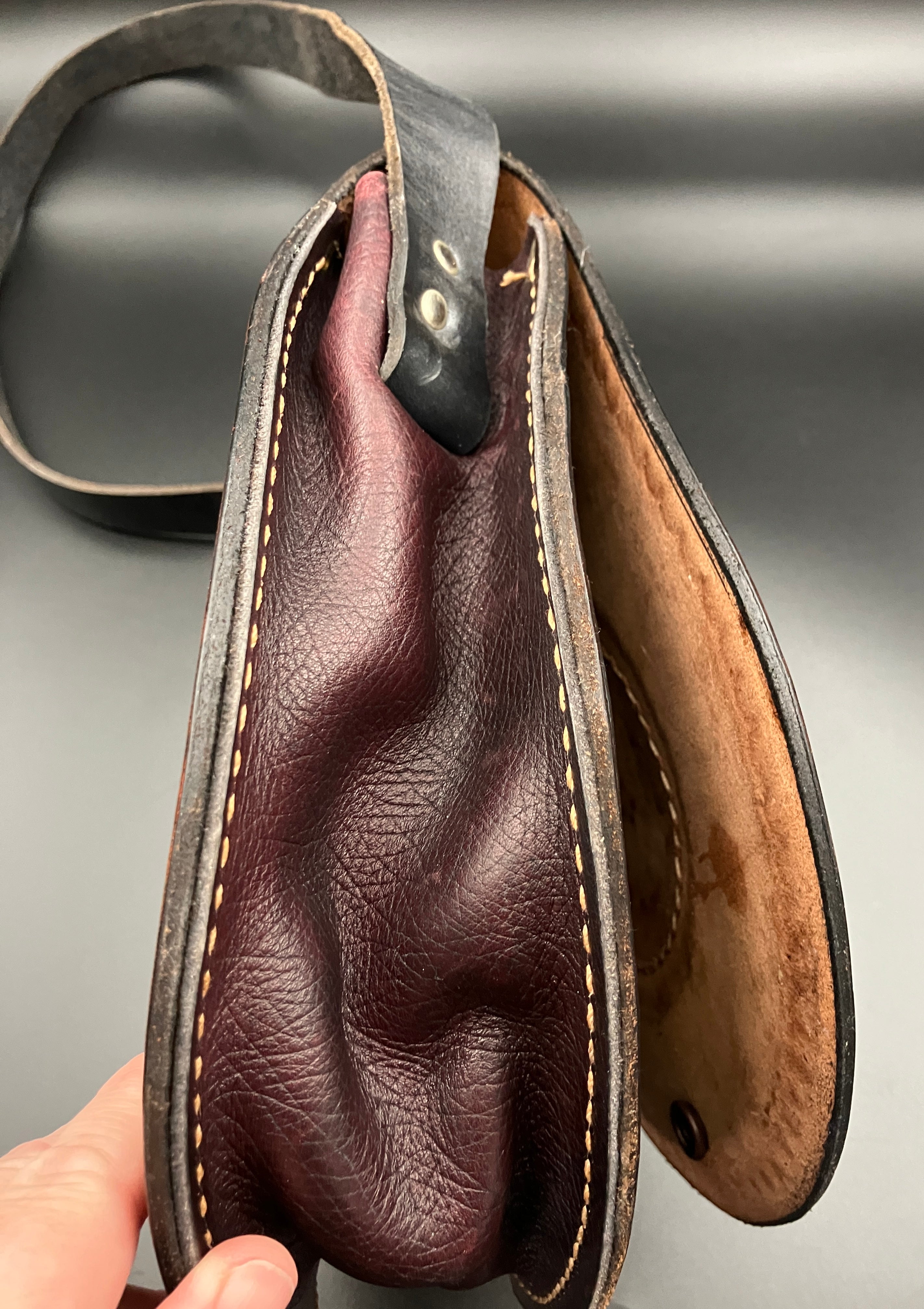 Vintage Leather Tooled Hand Bag Hippie Boho Brown Shoulder Bag - Floral Detail