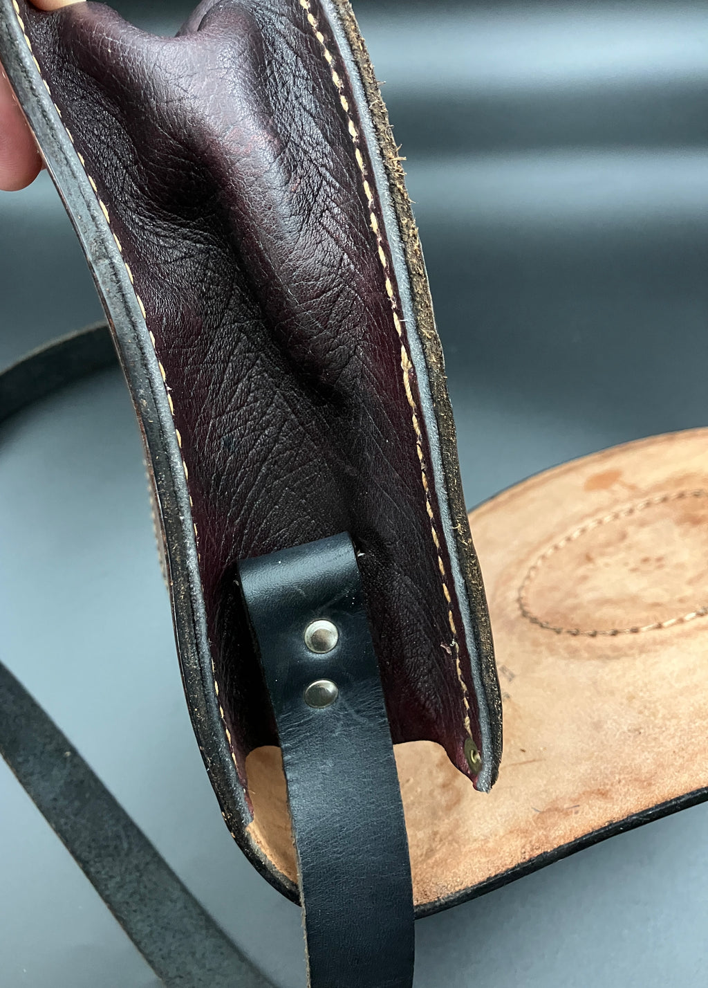 Vintage Leather Tooled Hand Bag Hippie Boho Brown Shoulder Bag - Floral Detail