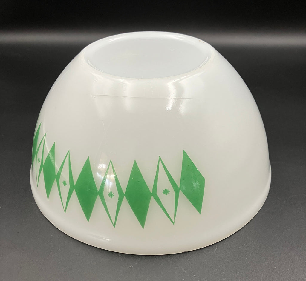 Vintage Pyrex Dotted Diamonds Green 8” Nesting Bowl Only Agree Pyrex RARE