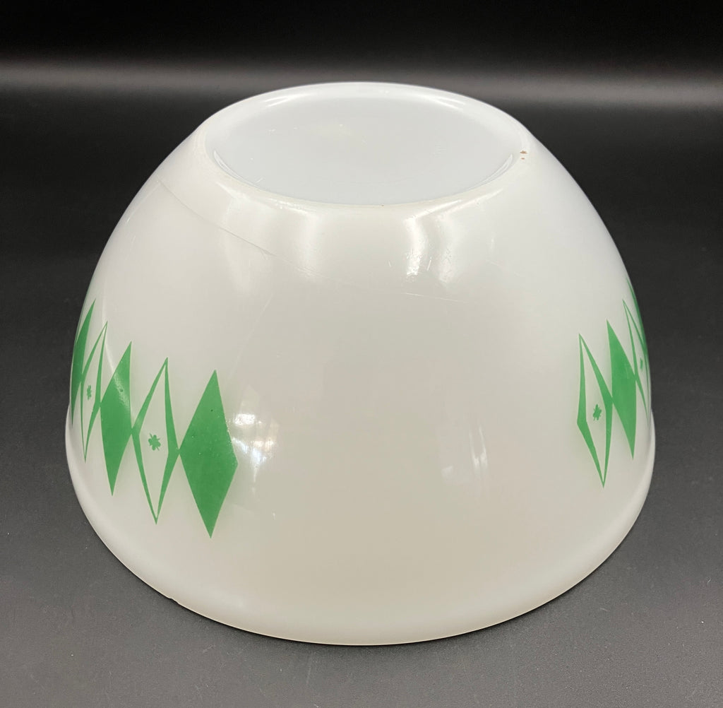 Vintage Pyrex Dotted Diamonds Green 8” Nesting Bowl Only Agree Pyrex RARE