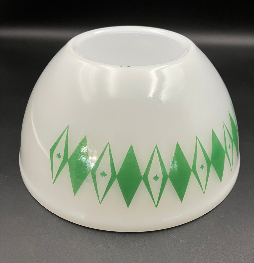 Vintage Pyrex Dotted Diamonds Green 8” Nesting Bowl Only Agree Pyrex RARE