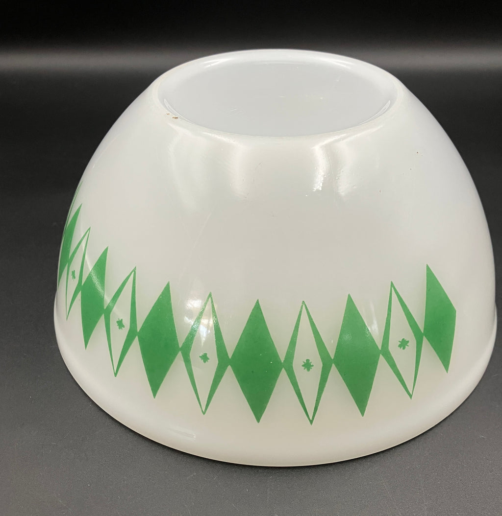 Vintage Pyrex Dotted Diamonds Green 8” Nesting Bowl Only Agree Pyrex RARE