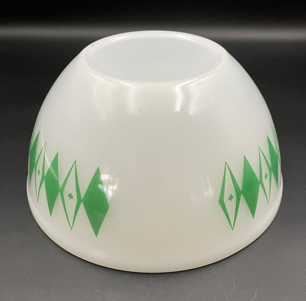Vintage Pyrex Dotted Diamonds Green 8” Nesting Bowl Only Agree Pyrex RARE