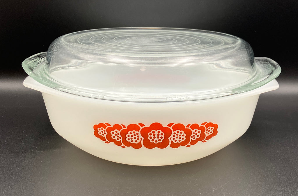 Vintage Pyrex Honey Flower Round Casserole With Lid - Please Read Description