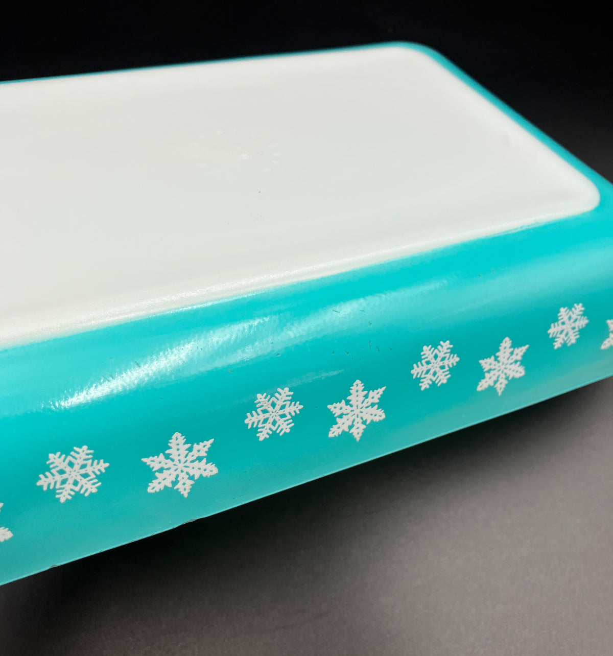 Vintage Pyrex Turquoise Snowflake Rectangular Baking Dish 2161 - Please Read Description