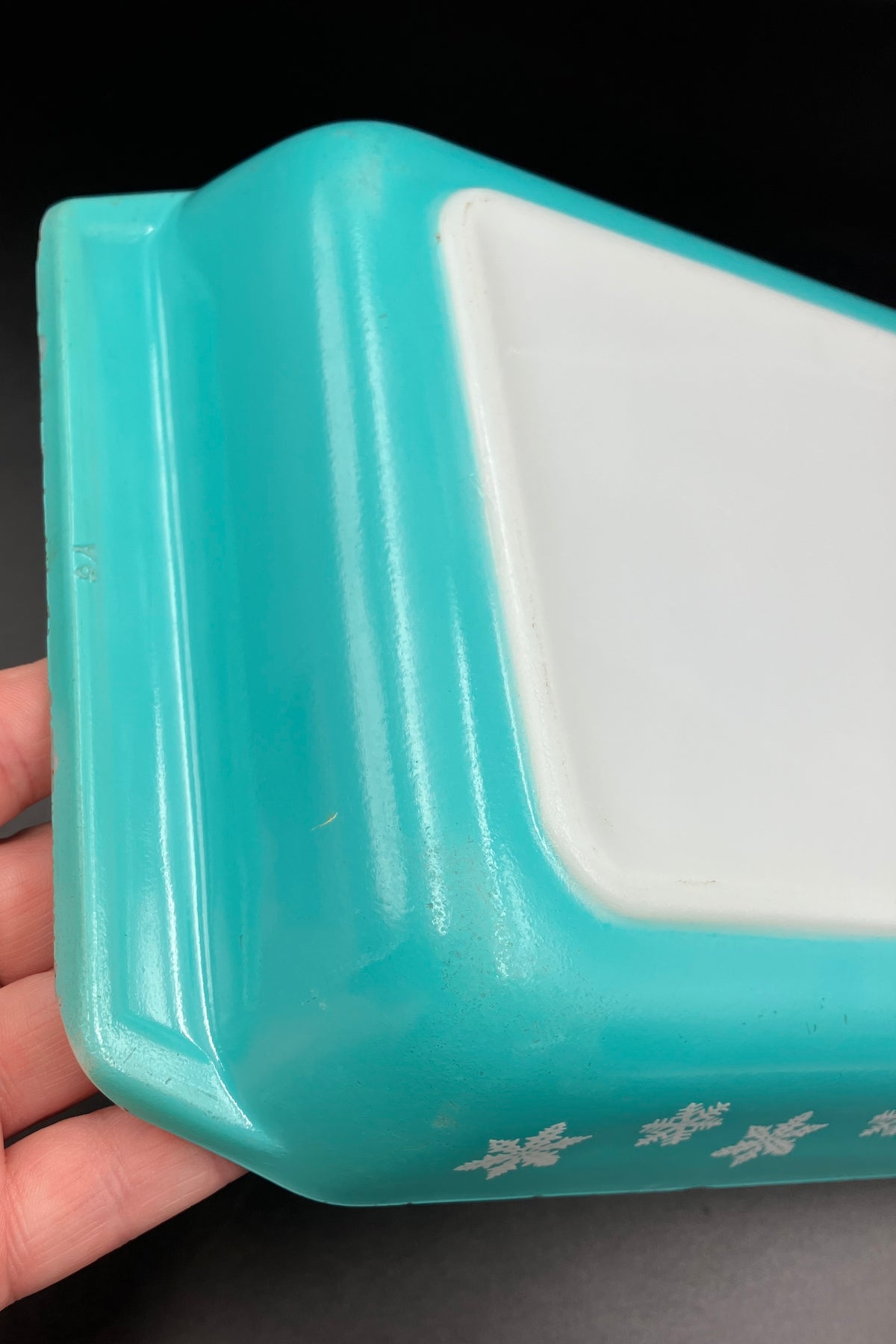 Vintage Pyrex Turquoise Snowflake Rectangular Baking Dish 2161 - Please Read Description