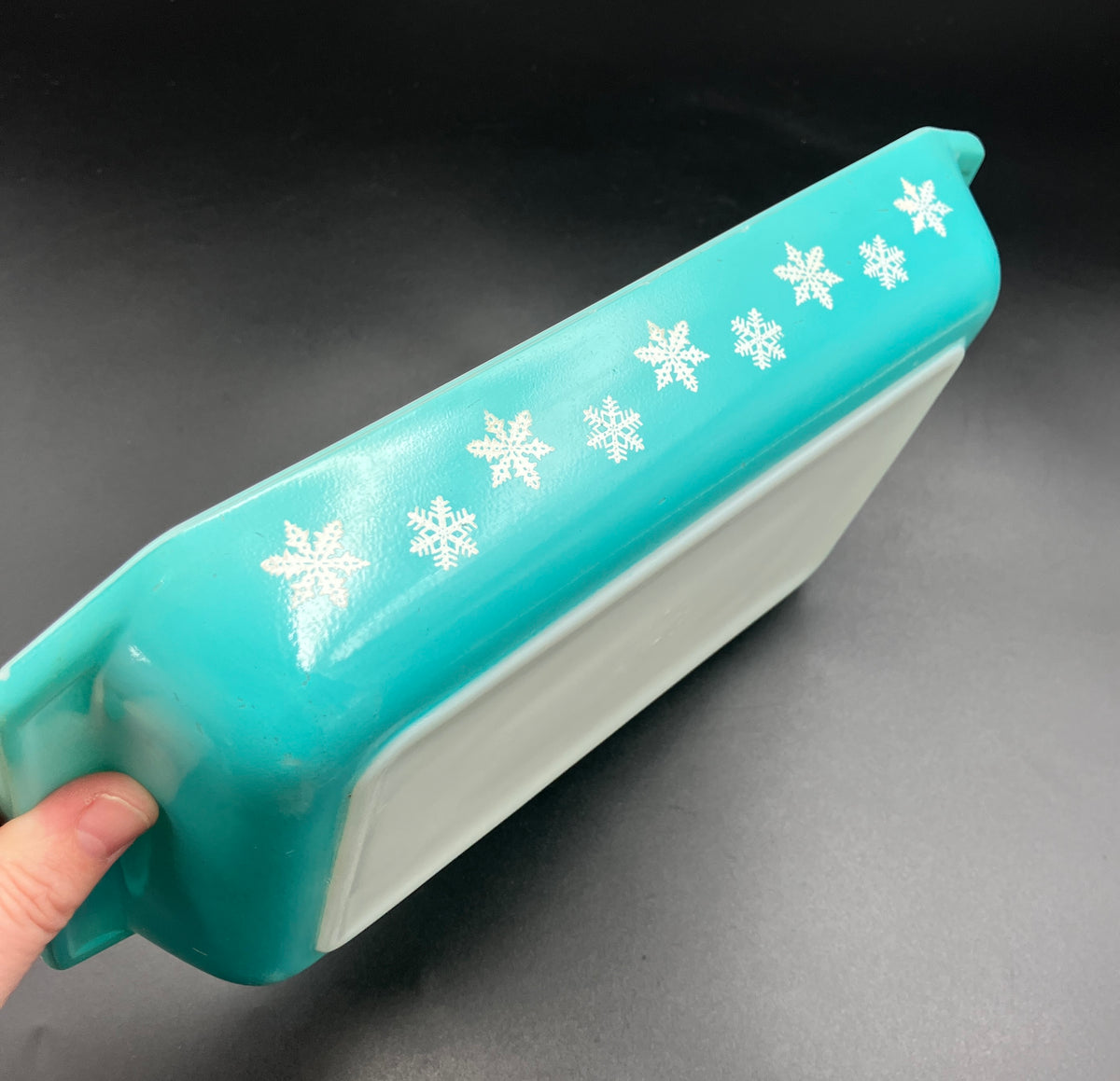 Vintage Pyrex Turquoise Snowflake Rectangular Baking Dish 2161 - Please Read Description