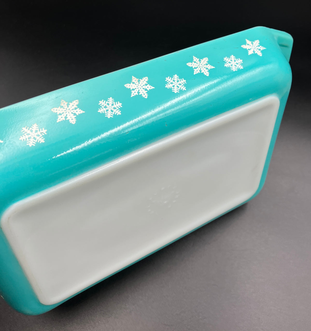 Vintage Pyrex Turquoise Snowflake Rectangular Baking Dish 2161 - Please Read Description