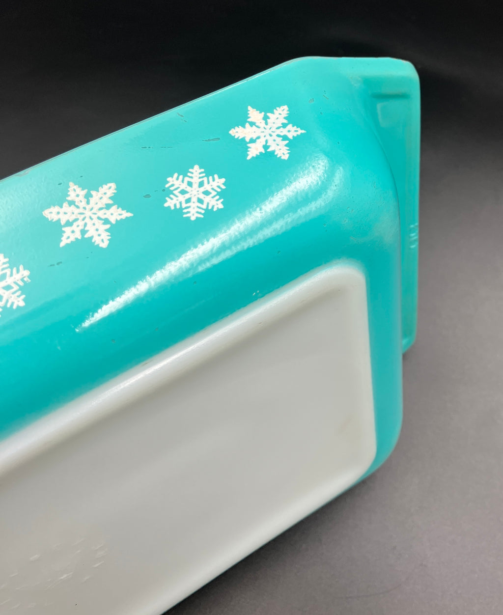 Vintage Pyrex Turquoise Snowflake Rectangular Baking Dish 2161 - Please Read Description