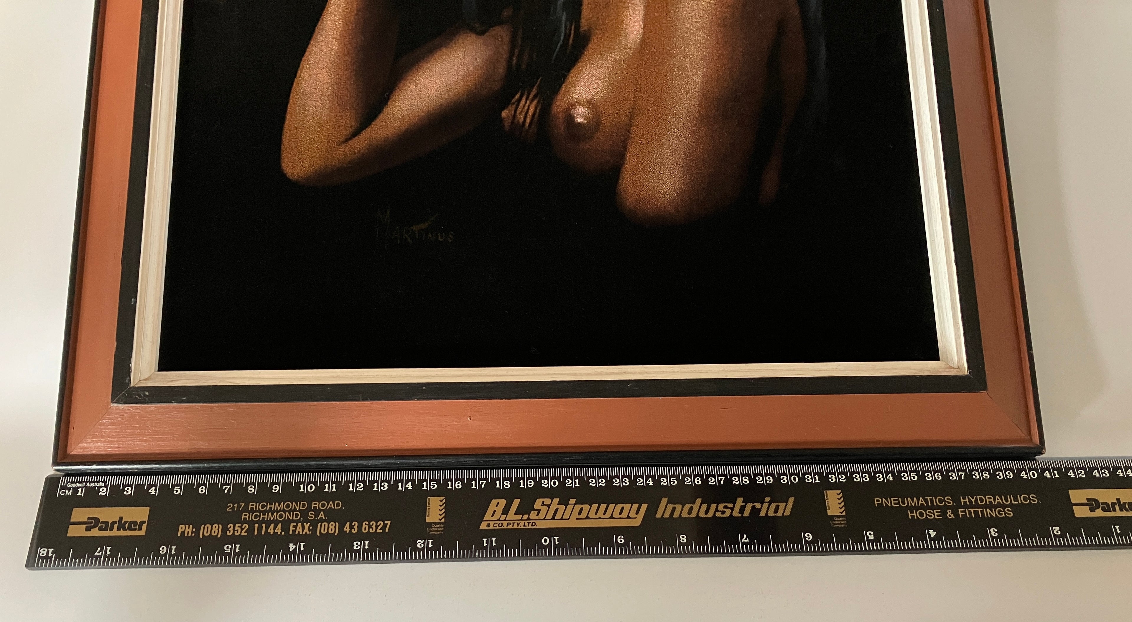 Vintage Velvet Painting Nude Hawaiian Lady Portrait Signed Martinus 60s