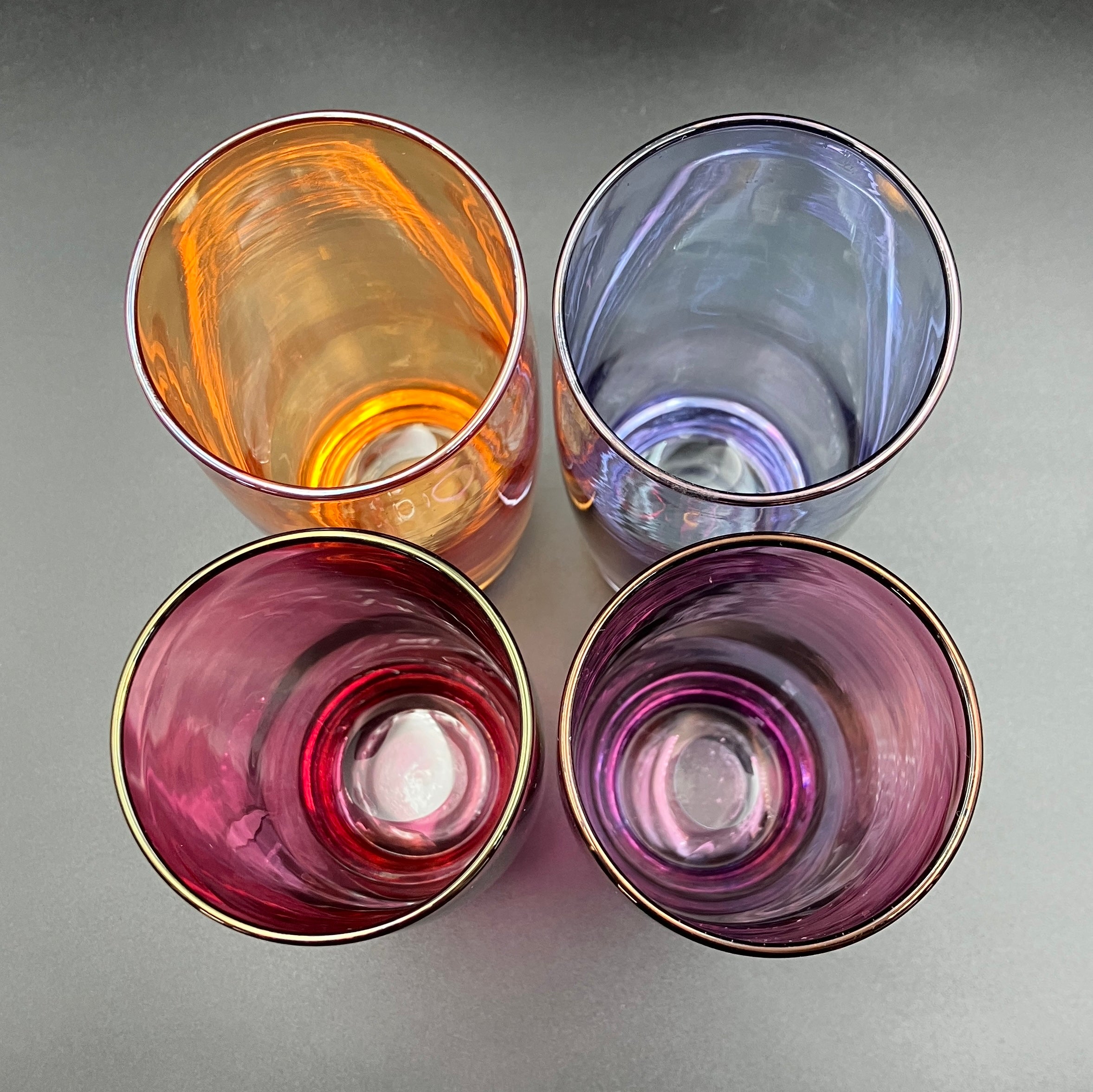 Vintage Harlequin Highball Glasses Rainbow Lustre Drinking Glasses Set Of 4