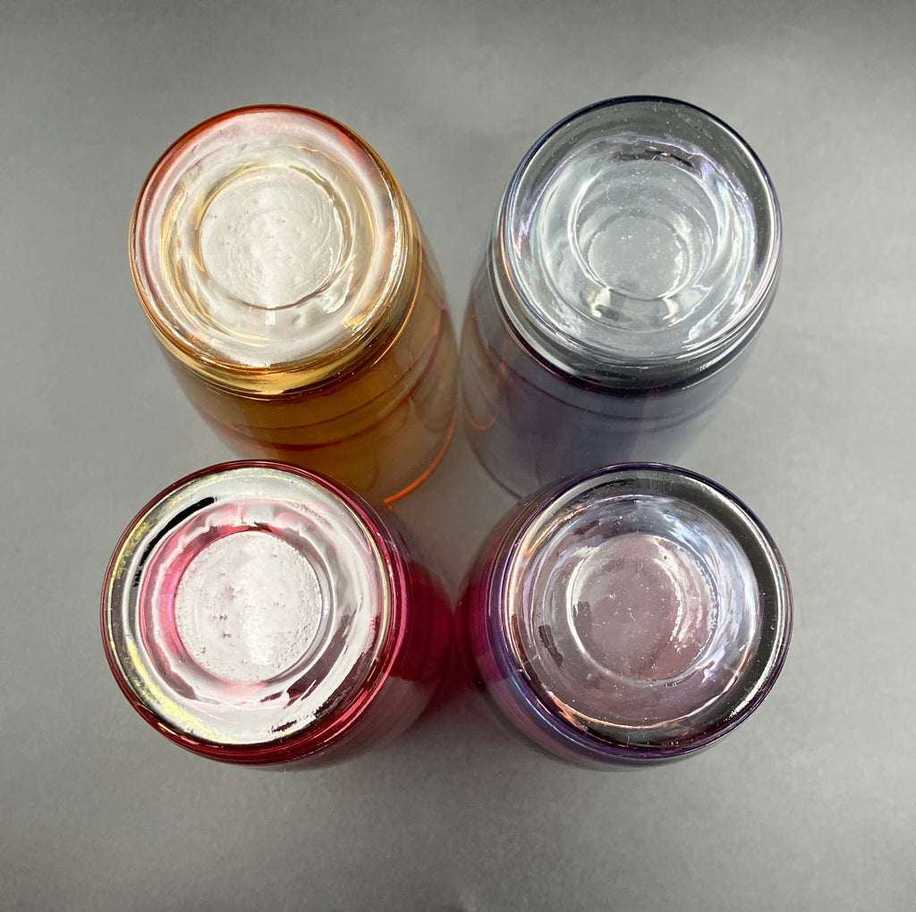 Vintage Harlequin Highball Glasses Rainbow Lustre Drinking Glasses Set Of 4