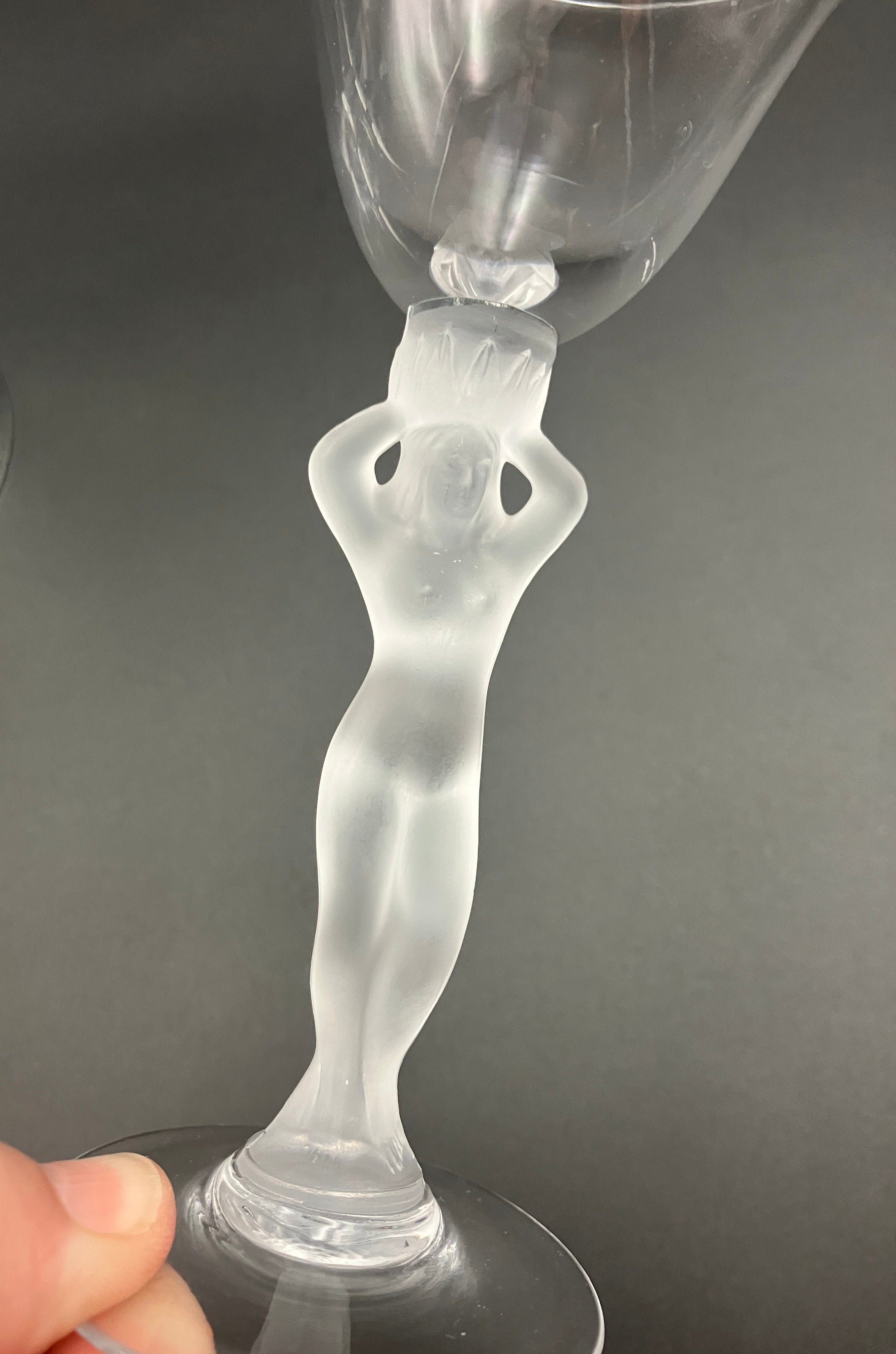 Vintage Bayel Bacchus Wine Glasses Set of Three - Art Deco Style Naked Ladies