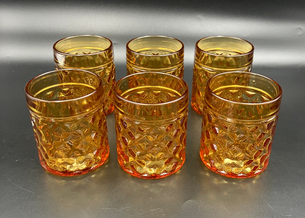 Mid Century Bormioli Italian Amber Glass Jug & 6 Glasses Set With Original Box