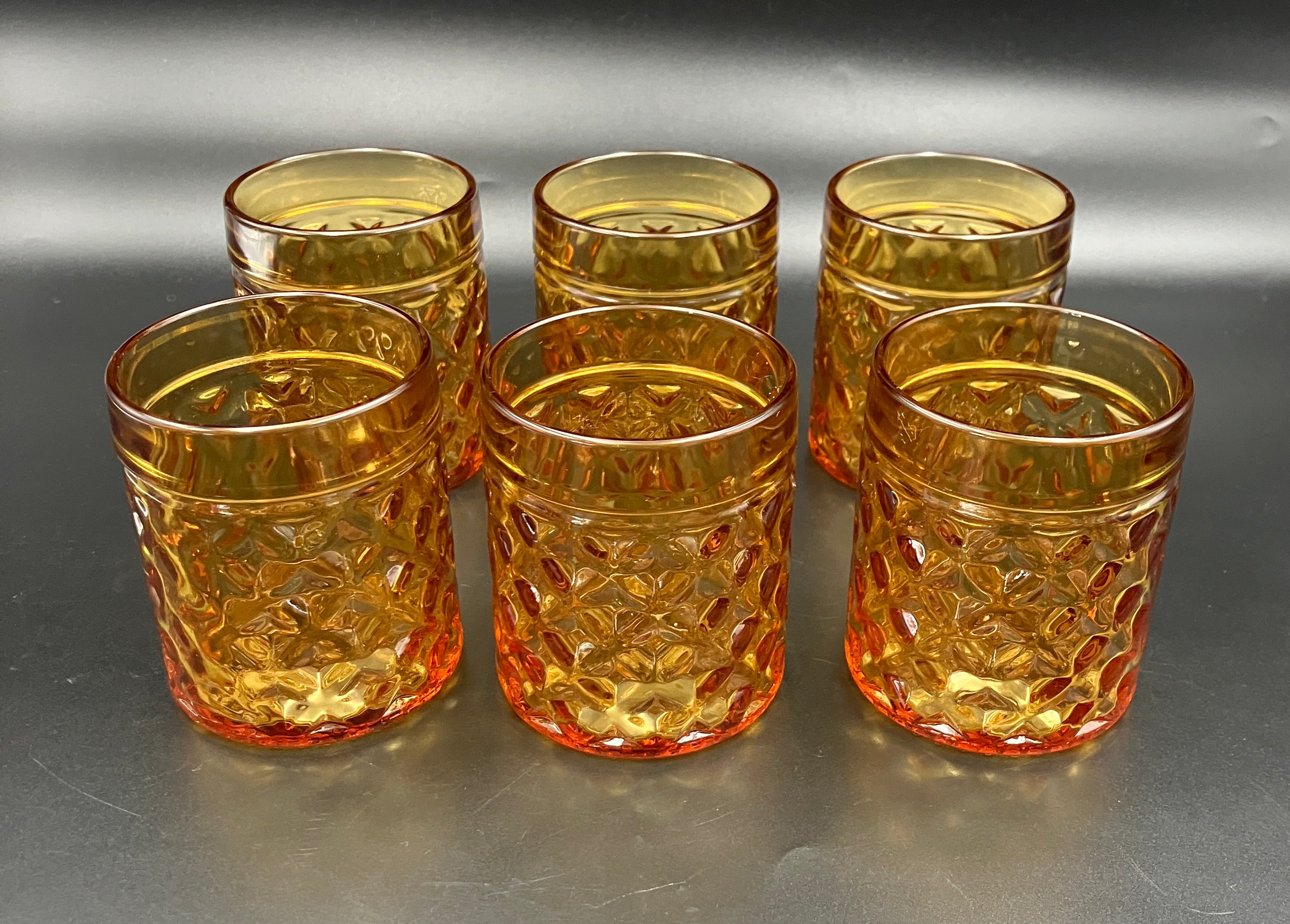 Mid Century Bormioli Italian Amber Glass Jug & 6 Glasses Set With Original Box