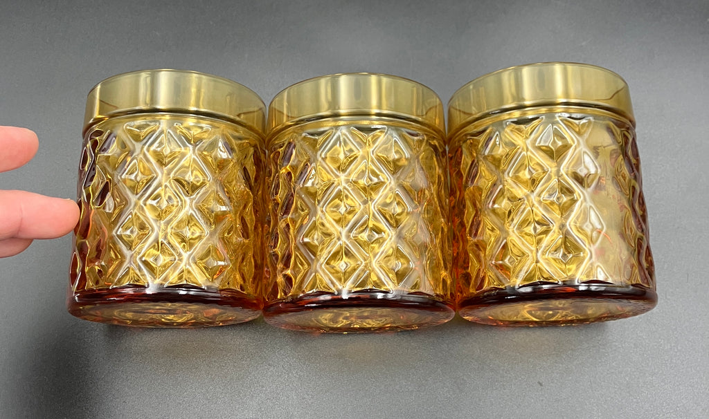 Mid Century Bormioli Italian Amber Glass Jug & 6 Glasses Set With Original Box